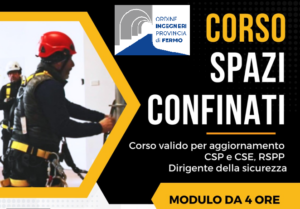 CORSO “CRITERI PER LO SVOLGIMENTO DELLE ATTIVITÀ DI ADDESTRAMENTO AI LAVORATORI ADDETTI A LAVORI IN SPAZI CONFINATI O SOSPETTI DI INQUINAMENTO”